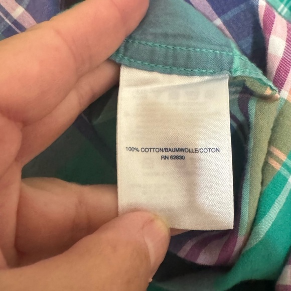 Men~ Lands End multi colored plaid short sleeve casual button down shirt M 38-40 - Picture 4 of 4